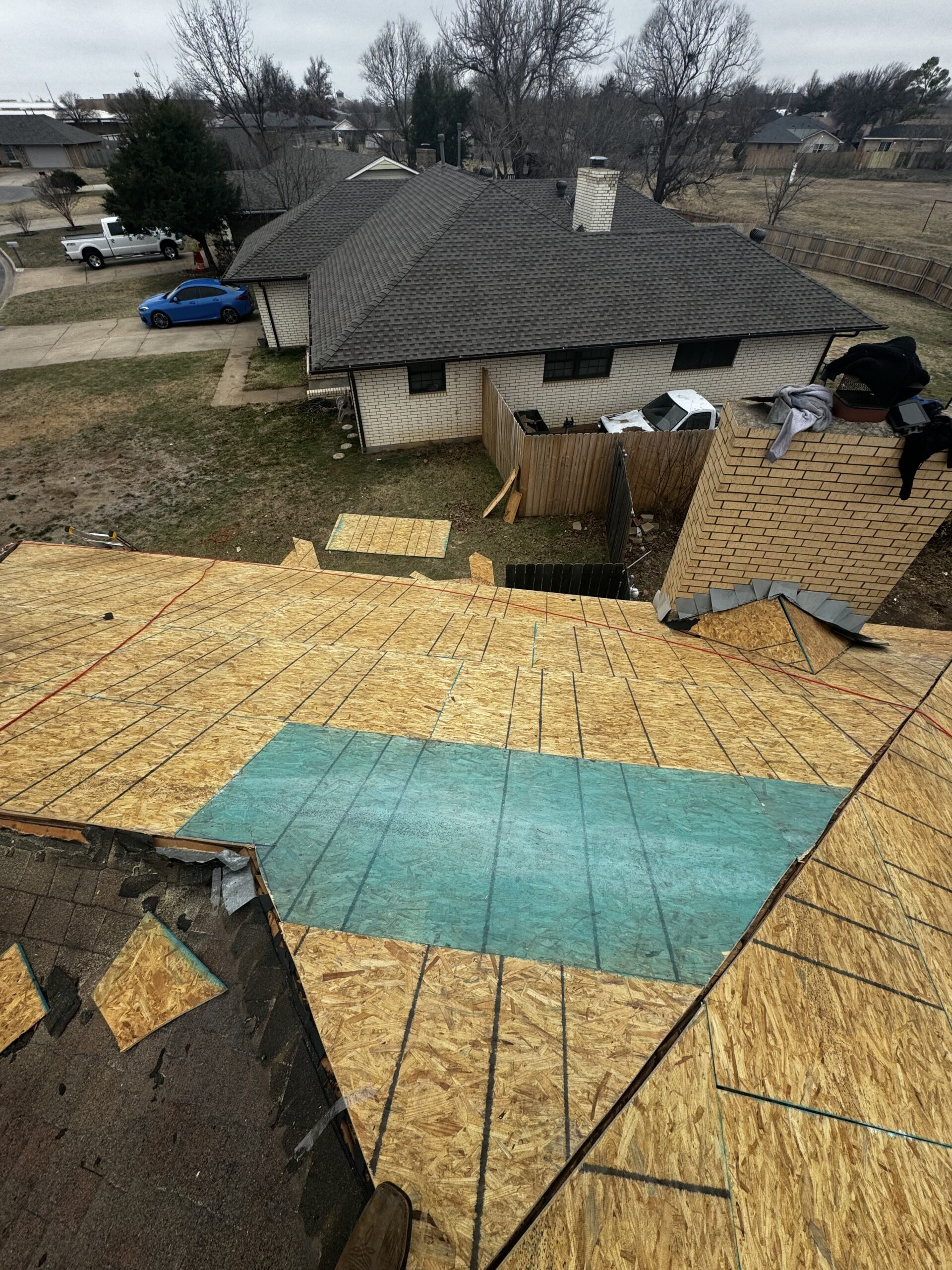 Storm-damaged roof in Lawton Oklahoma