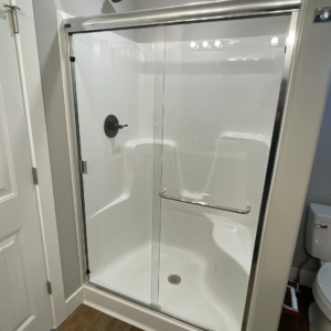 Installation of framed or semi-frameless shower glass doors with precise alignment and sealing.